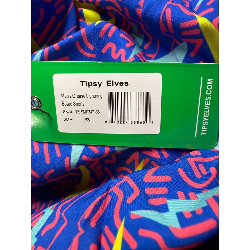 Tipsy Elves Grease Lightning Stretch Swim Trunks, 7.5